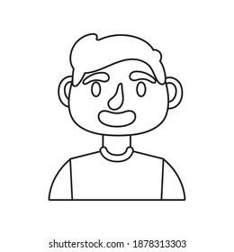 diseño de ilustración vectorial de estilo de línea de caracteres avatar de joven
