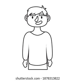 diseño de ilustración vectorial de estilo de línea de caracteres avatar de joven