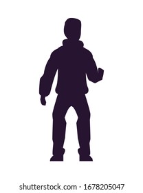 young man avatar character silhouette vector illustration design