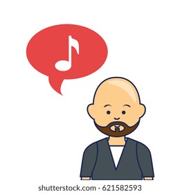 young man avatar character with speech bubble
