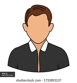 Young man avatar character. Vector illustration.