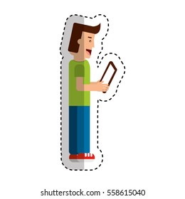 young man avatar character vector illustration design