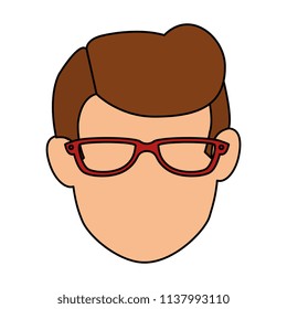 young man avatar head with glasses character