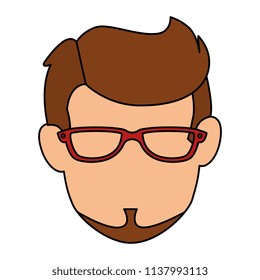 young man avatar head with glasses character