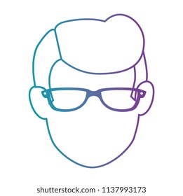 young man avatar head with glasses character