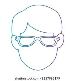 young man avatar head with glasses character