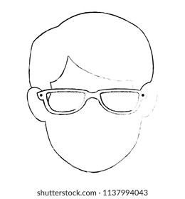 young man avatar head with glasses character