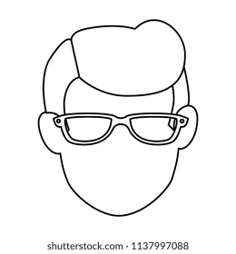 young man avatar head with glasses character