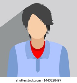 A young man avatar icon,   illustration of a human character vector flat design isolated in gray  background