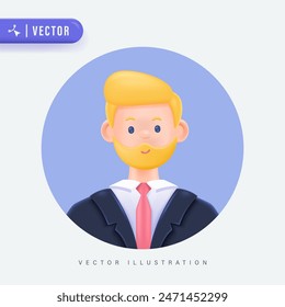 Young man avatar isolated background. 3d vector people character illustration. Cartoon minimal style.