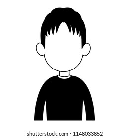 Young man avatar profile in black and white
