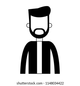 Young man avatar profile in black and white