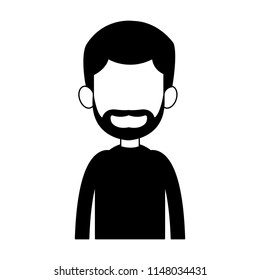 Young man avatar profile in black and white