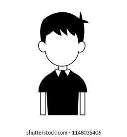 Young man avatar profile in black and white