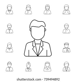 young man avatar. Set of avatar icons on white background