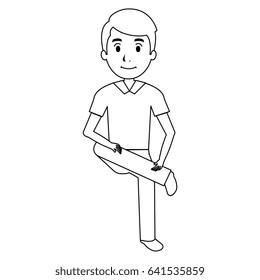 young man avatar sitting character