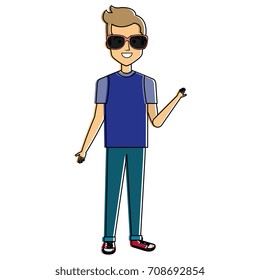 young man avatar with sunglasses character
