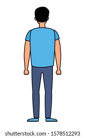 young man back avatar character icon vector illustration design