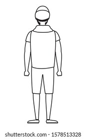 young man back avatar character icon vector illustration design