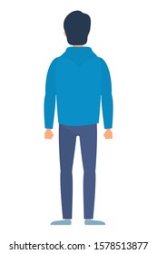 young man back avatar character icon vector illustration design