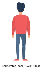 young man back avatar character icon vector illustration design