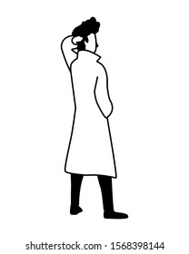 young man of back position on white background vector illustration design