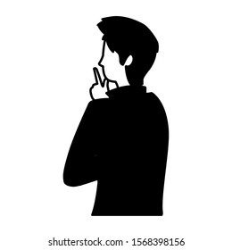 young man of back position on white background vector illustration design