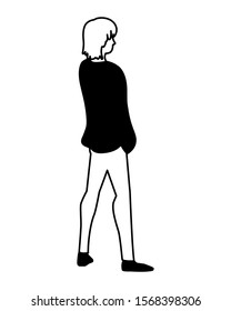 young man of back position on white background vector illustration design