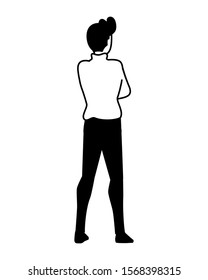 young man of back position on white background vector illustration design