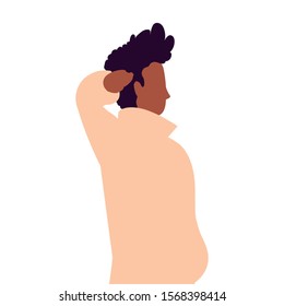 young man of back position on white background vector illustration design