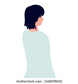 young man of back position on white background vector illustration design