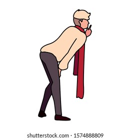 young man of back position on white background vector illustration design