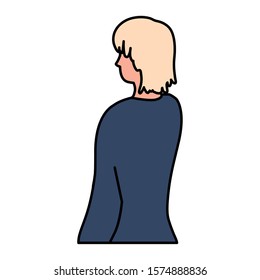 young man of back position on white background vector illustration design