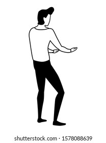 young man of back position on white background vector illustration design