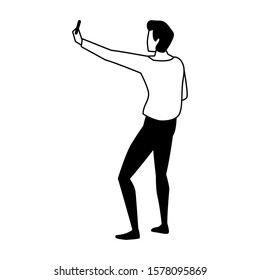 young man of back position on white background vector illustration design