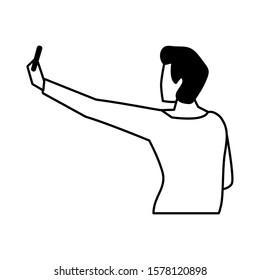 young man of back position on white background vector illustration design