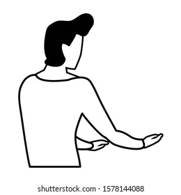 young man of back position on white background vector illustration design