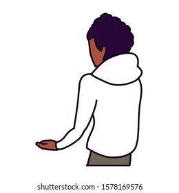 young man of back position on white background vector illustration design