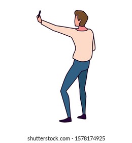 young man of back position on white background vector illustration design