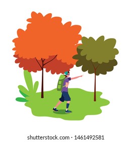 young man with backpack vector ilustration