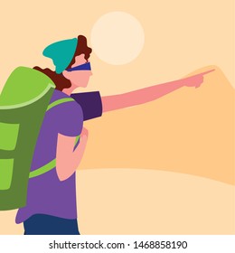 young man with backpack walking activity outdoor