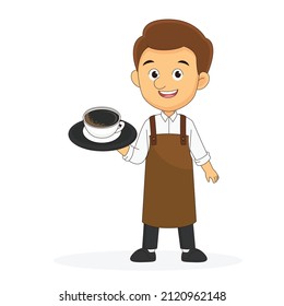 Joven barista haciendo café