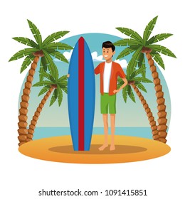 Young man in the beach