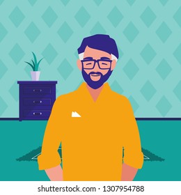 young man with beard avatar character