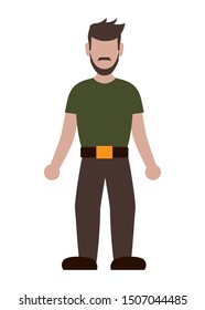 young man with beard avatar character vector illustration