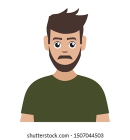 young man with beard avatar character vector illustration