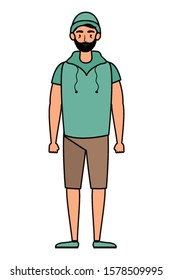 young man with beard avatar character vector illustration design