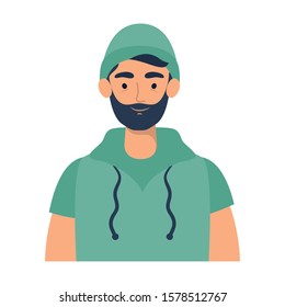 young man with beard avatar character vector illustration design
