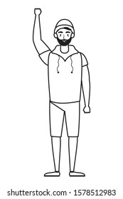 young man with beard avatar character vector illustration design