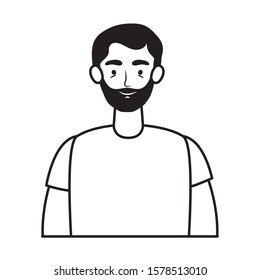 young man with beard avatar character vector illustration design